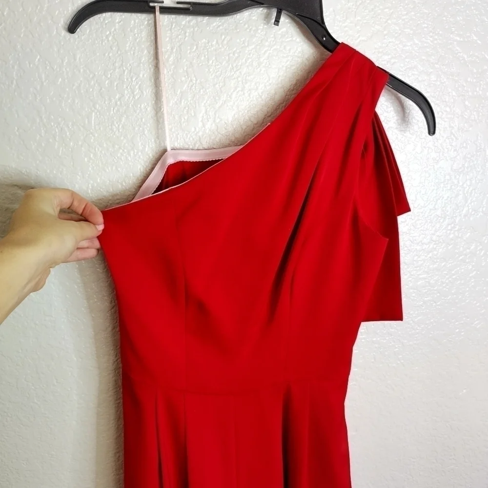 Gal Meets Glam Carmen Jumpsuit Red Bow One Shoulder Preppy Flowy Formal sz 00